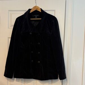 Calvin Klein Jeans Navy Blue Velvet Double-Breasted Peacoat